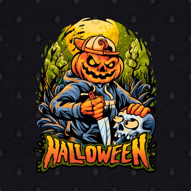 Halloween pumpkin head terror by sharukhdesign